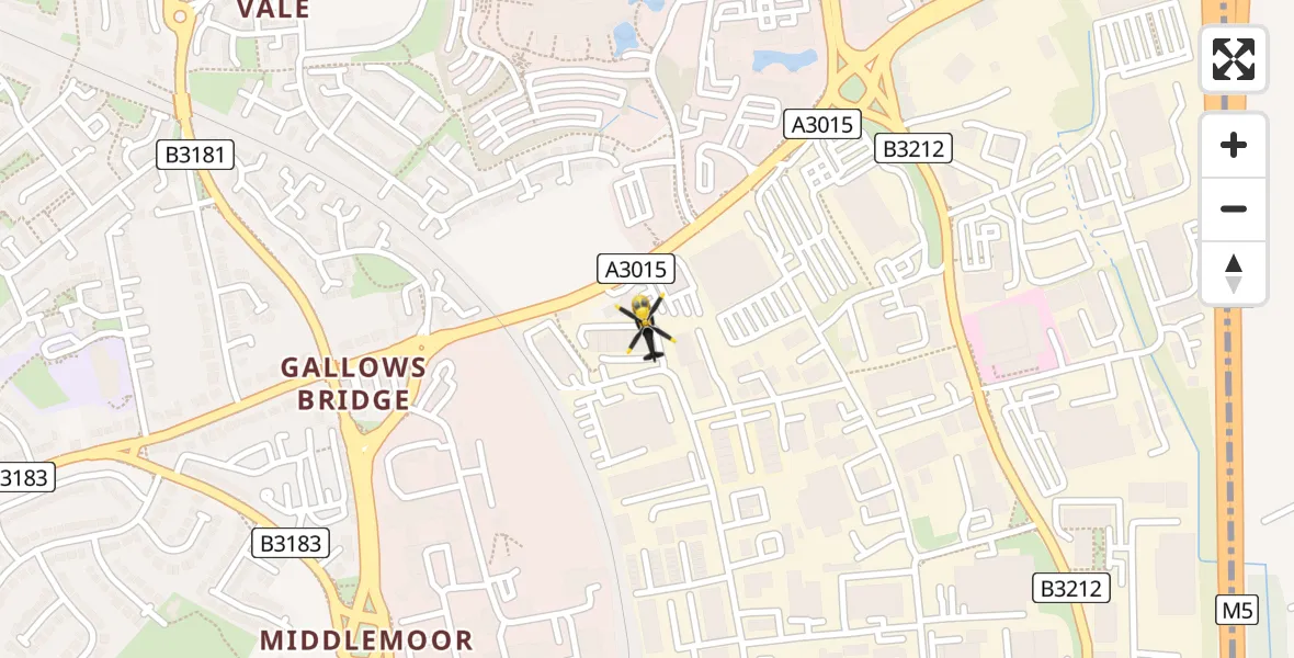 Flight path map showing Police Helicopter route from Exeter to Exeter