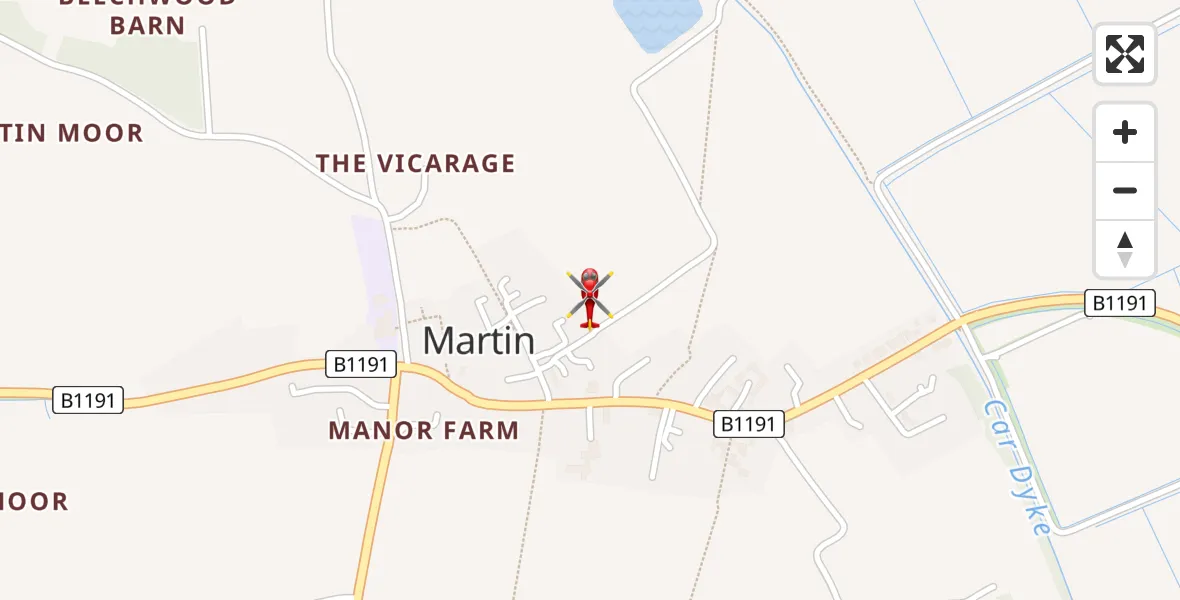 Flight path map showing Air Ambulance Helicopter route from Martin to Martin