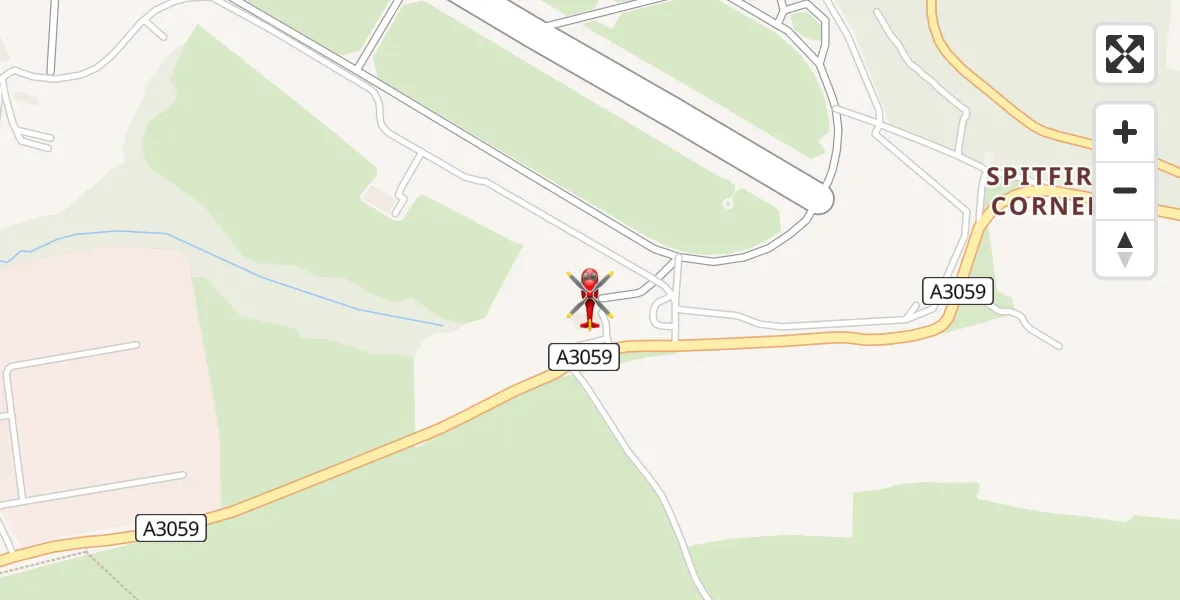 Flight path map showing Air Ambulance Helicopter route from Cornwall Airport Newquay to Cornwall Airport Newquay