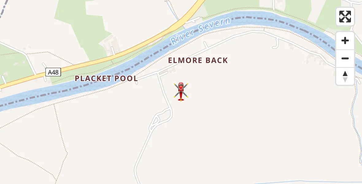 Flight path map showing Air Ambulance Helicopter route from Stroud to Stroud
