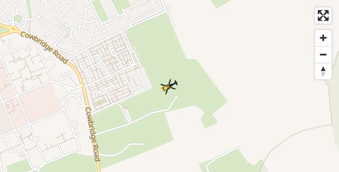 Flight path map showing Police Helicopter route from Flemingston to Flemingston