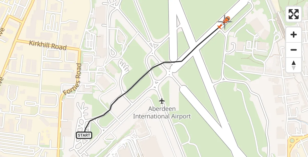 Routekaart van de vlucht: Coastguard Helicopter to Aberdeen International Airport