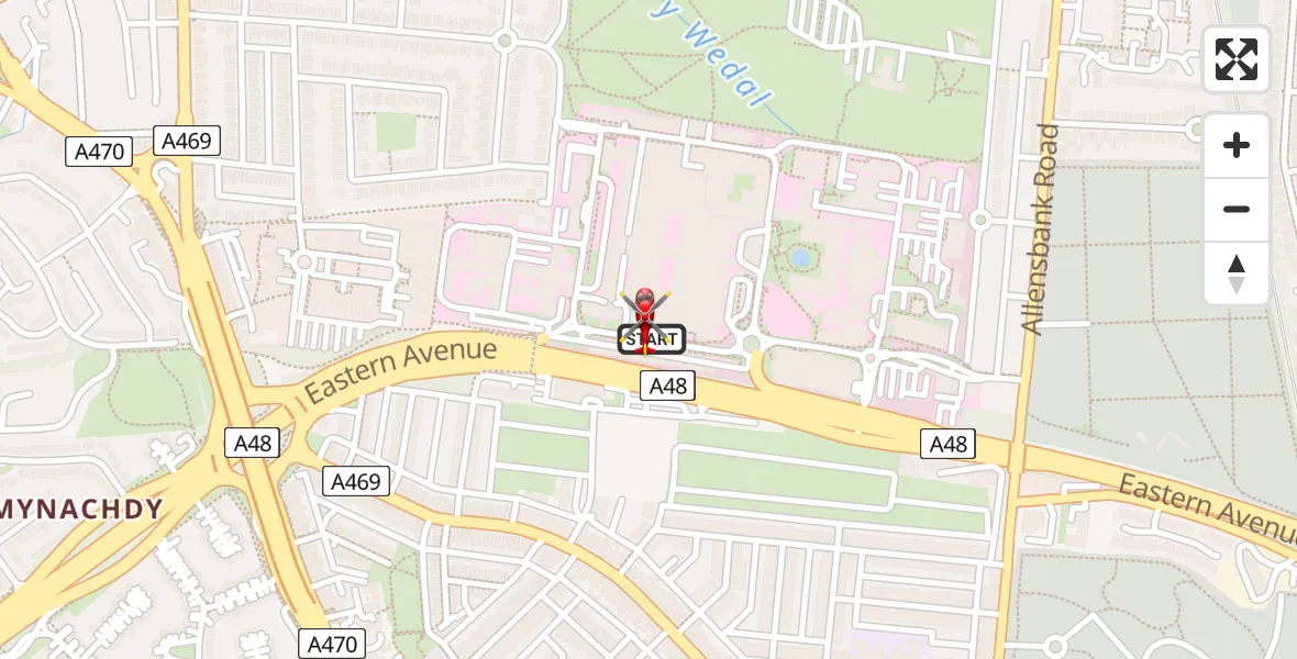 Flight path map showing Air Ambulance Helicopter route from Cardiff to Cardiff