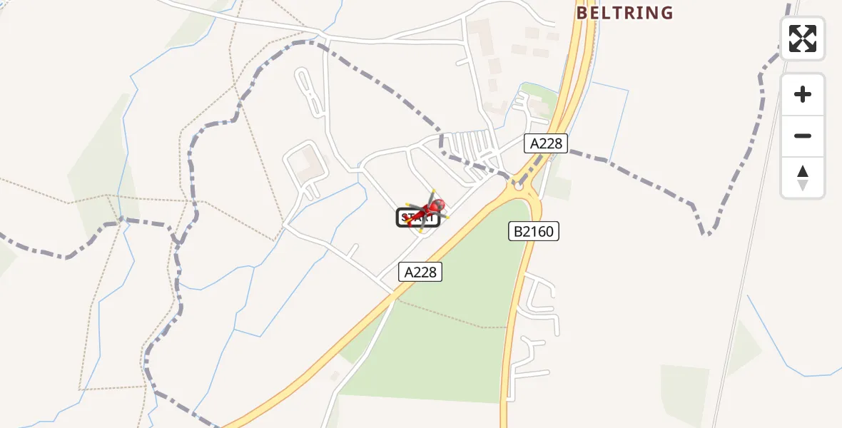 Routekaart van de vlucht: Air Ambulance Helicopter to East Peckham, Maidstone Road