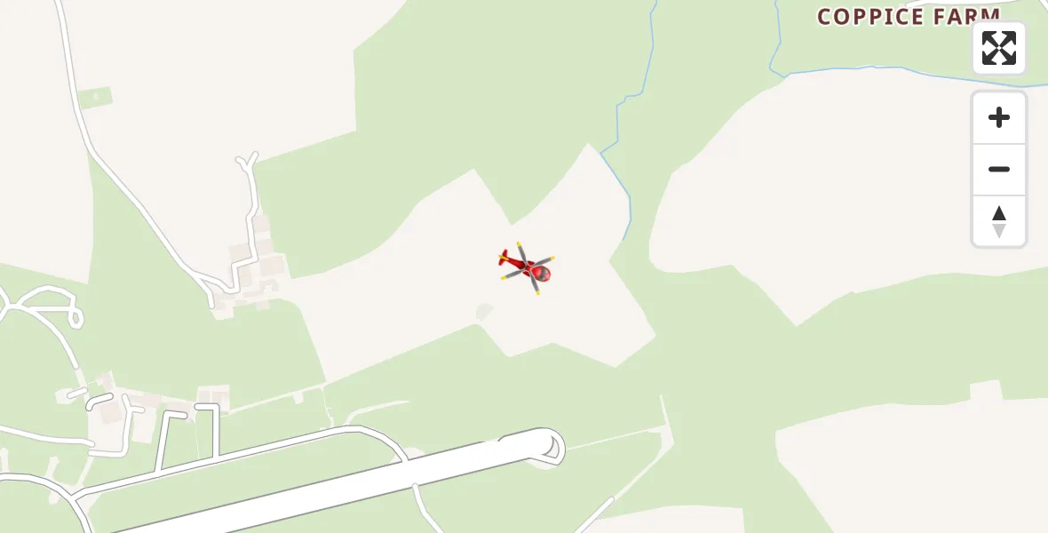 Flight path map showing Air Ambulance Helicopter route from Exeter International Airport to Exeter International Airport