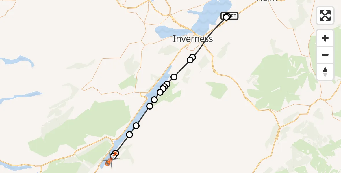 Routekaart van de vlucht: Coastguard Helicopter to Highland
