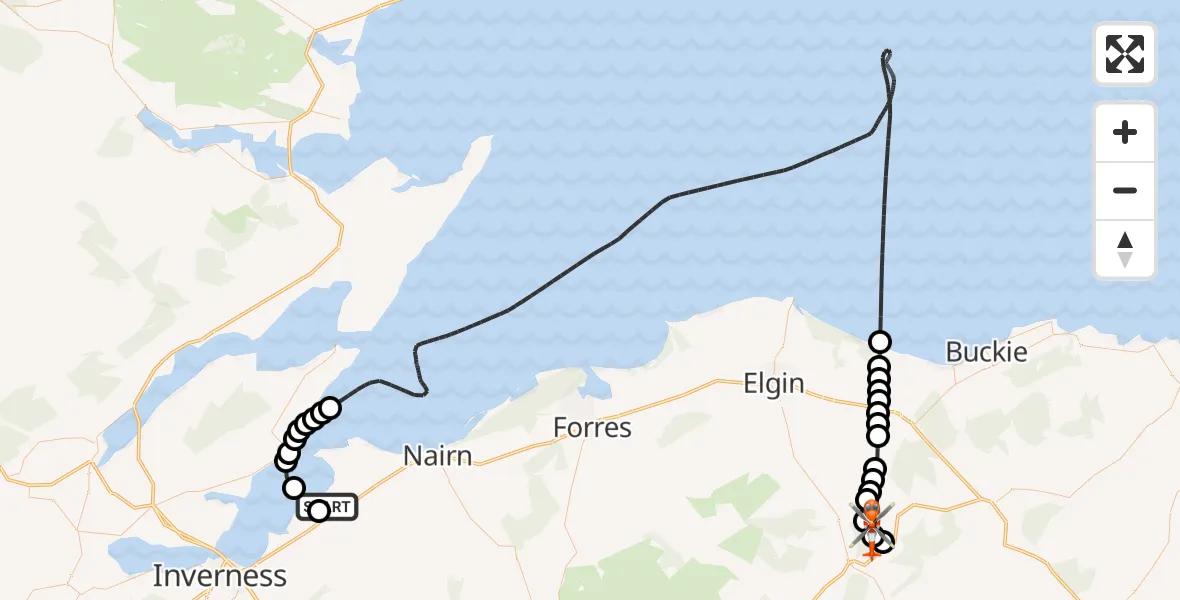 Routekaart van de vlucht: Coastguard Helicopter to Ben Aigan MTB track