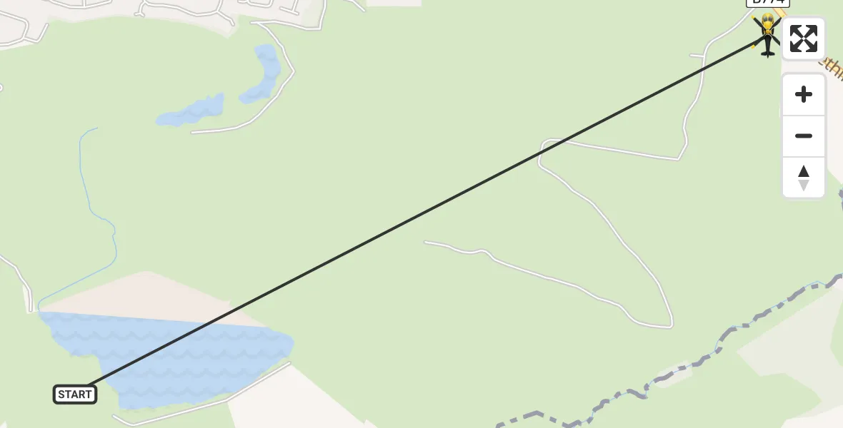 Flight path map showing Police Helicopter route from Elderslie to Caplethill Road
