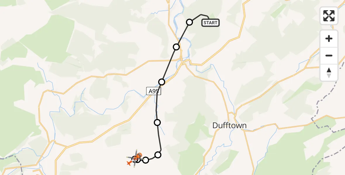 Routekaart van de vlucht: Coastguard Helicopter to Moray, Edinville
