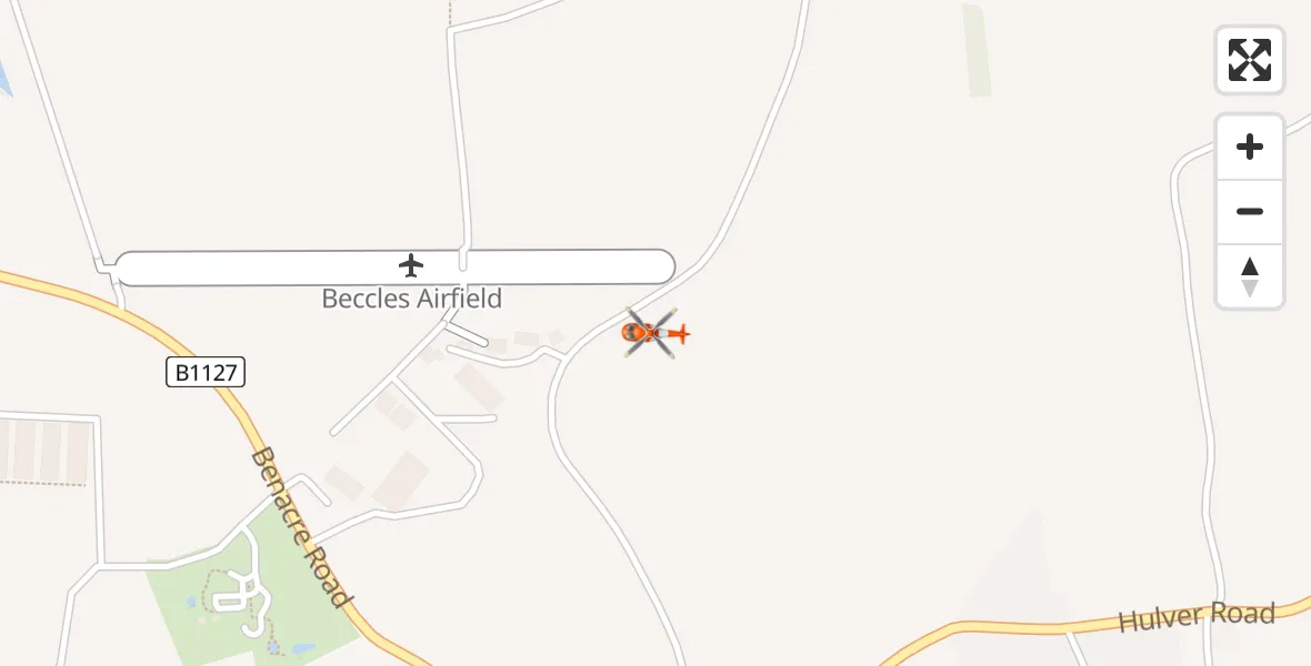 Routekaart van de vlucht: Coastguard Helicopter to Beccles Airfield