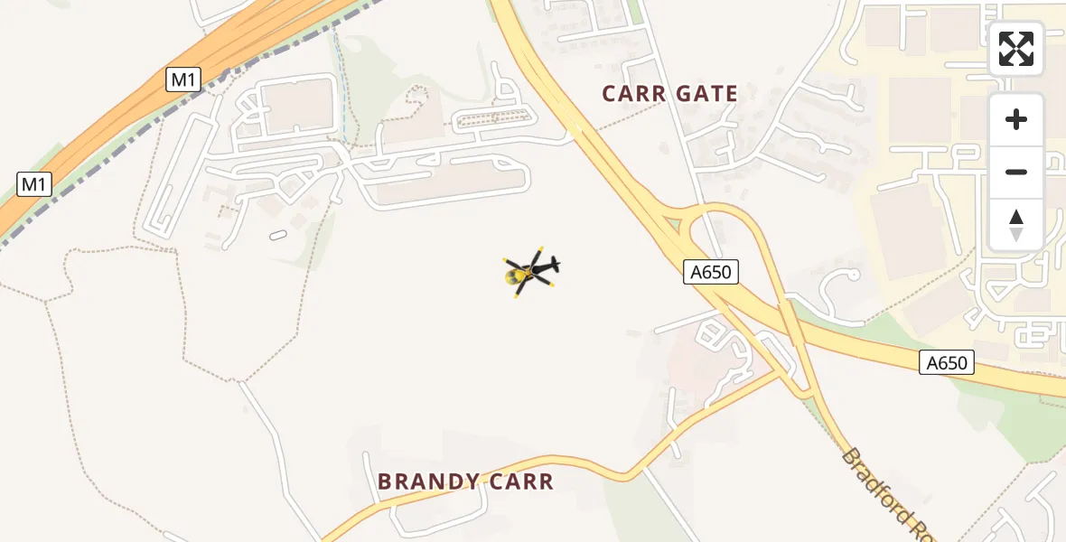 Flight path map showing Police Helicopter route from Wakefield to Wakefield
