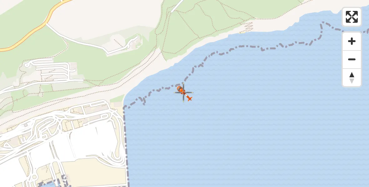 Flight path map showing Coastguard Helicopter route from Dover to Dover