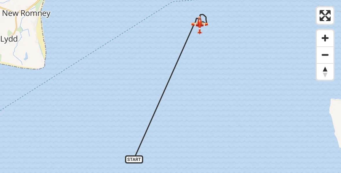 Flight path map showing Coastguard Drone route from English Channel to English Channel
