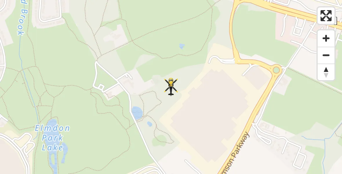 Routekaart van de vlucht: Police Helicopter to Elmdon Heath