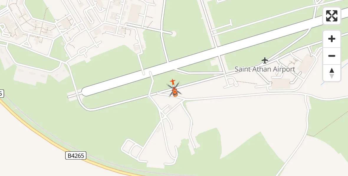 Flight path map showing Coastguard Helicopter route from MOD St Athan to MOD St Athan