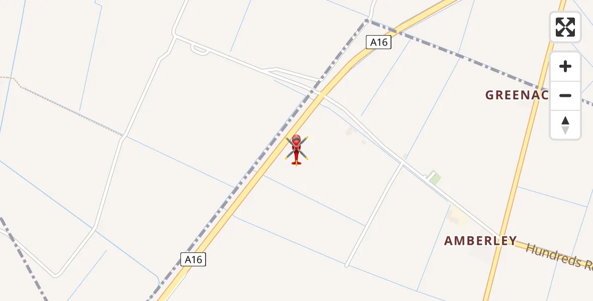 Flight path map showing Air Ambulance Helicopter route from Newborough to Newborough