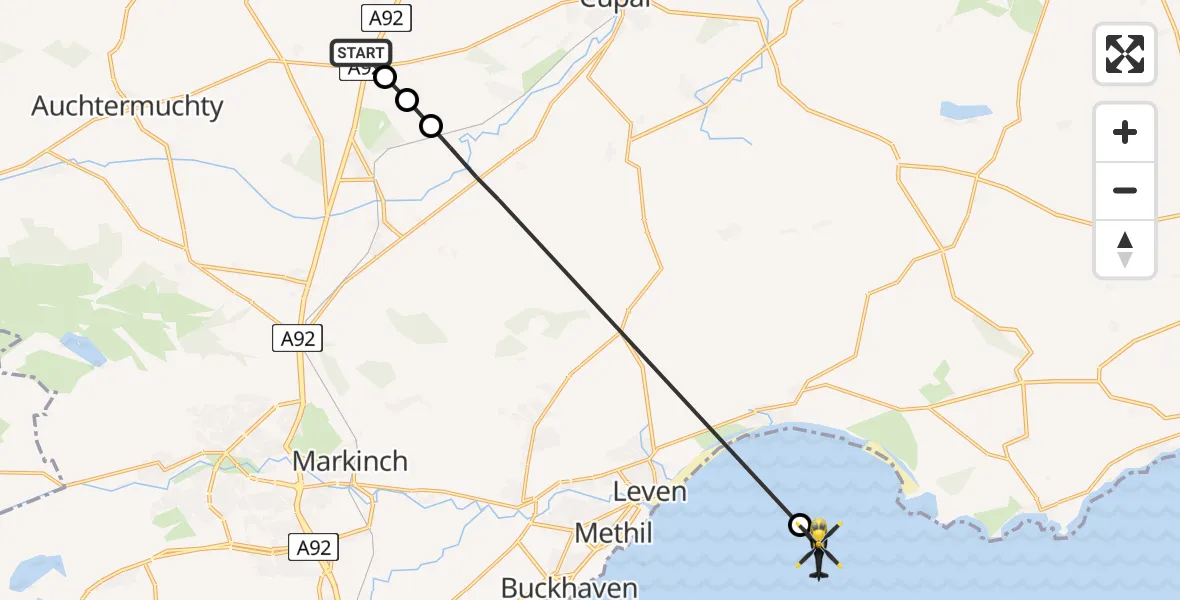 Routekaart van de vlucht: Police Helicopter to North Sea
