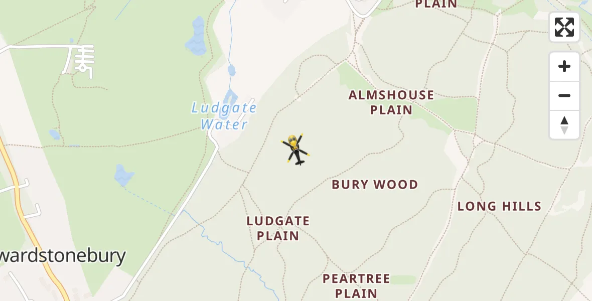 Flight path map showing Police Helicopter route from Sewardstonebury to Sewardstonebury
