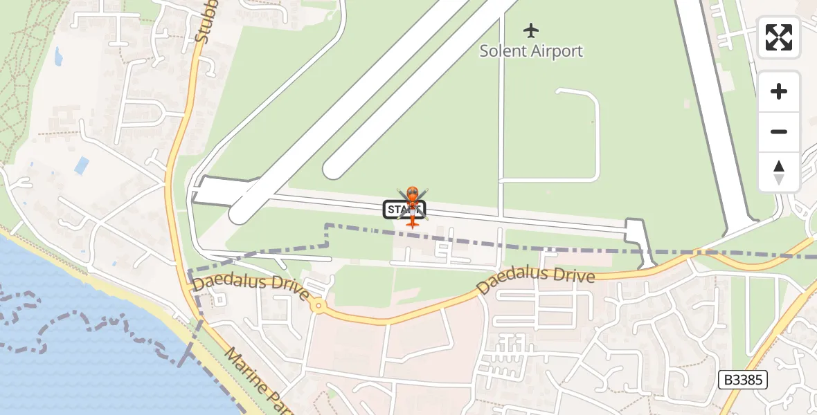 Flight path map showing Coastguard Helicopter route from Solent Airport to Solent Airport