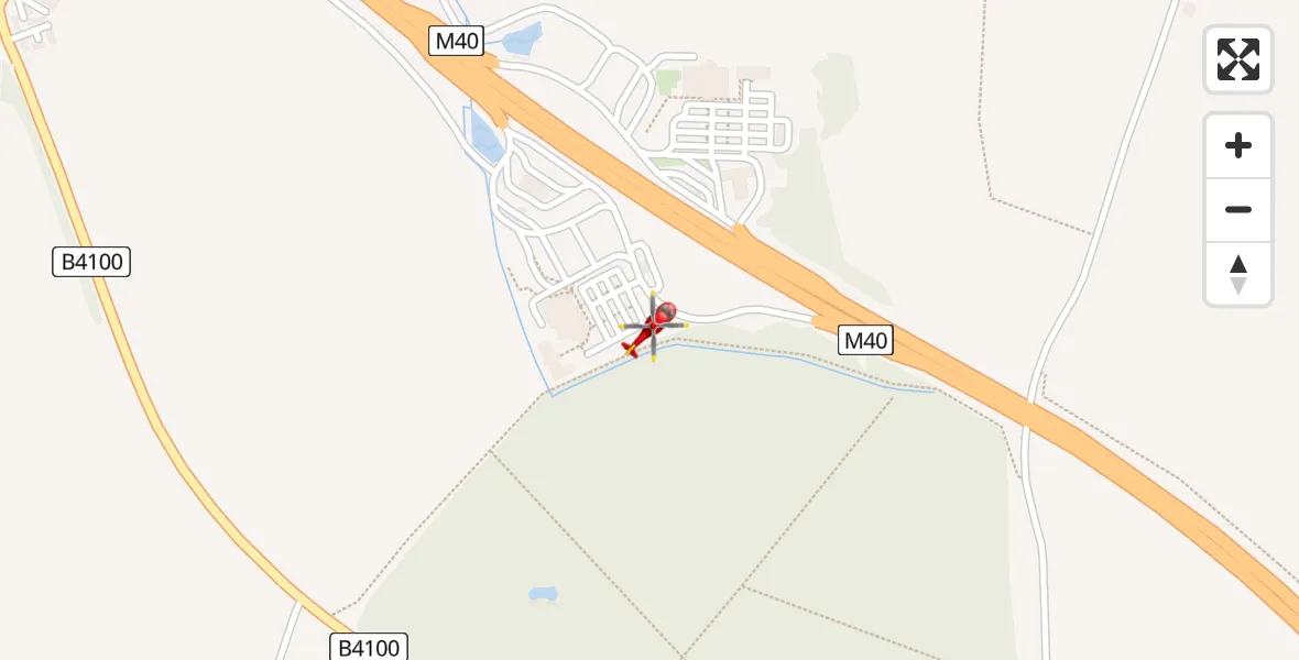 Flight path map showing Air Ambulance Helicopter route from Stratford-on-Avon to Stratford-on-Avon