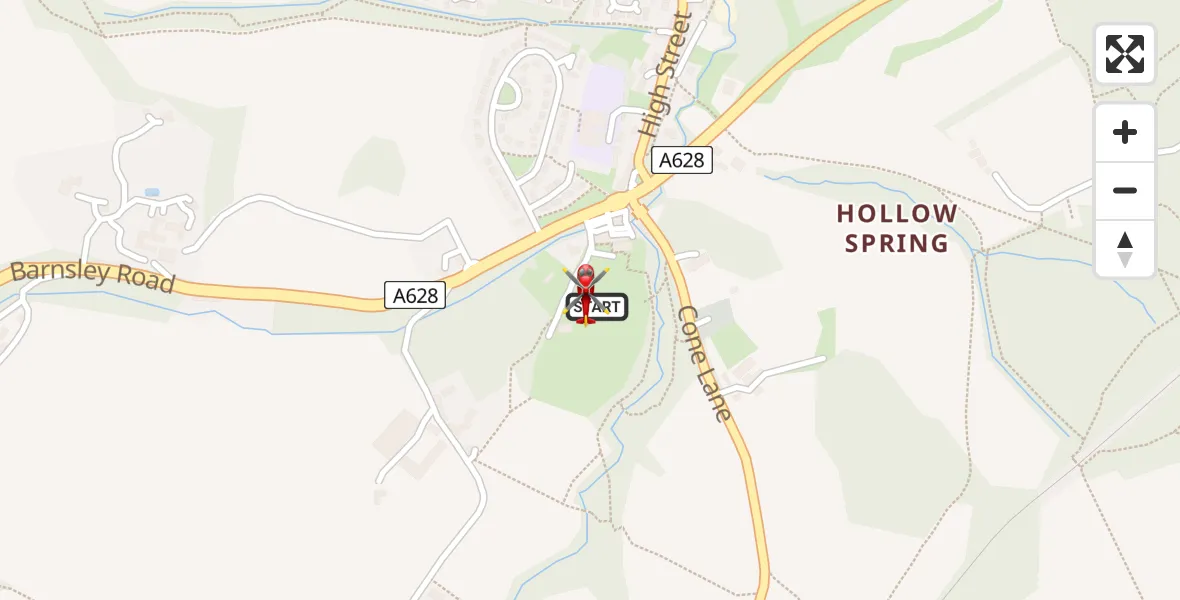 Flight path map showing Air Ambulance Helicopter route from Silkstone to Silkstone
