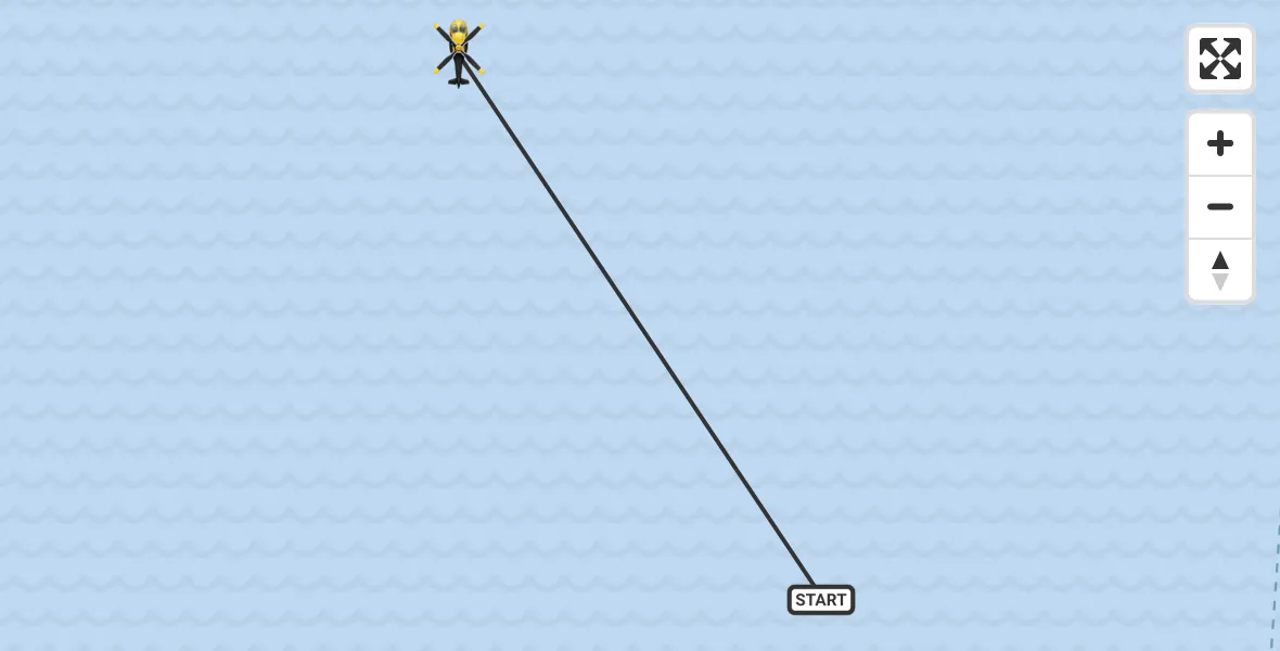 Flight path map showing Police Helicopter route from North Sea to North Sea