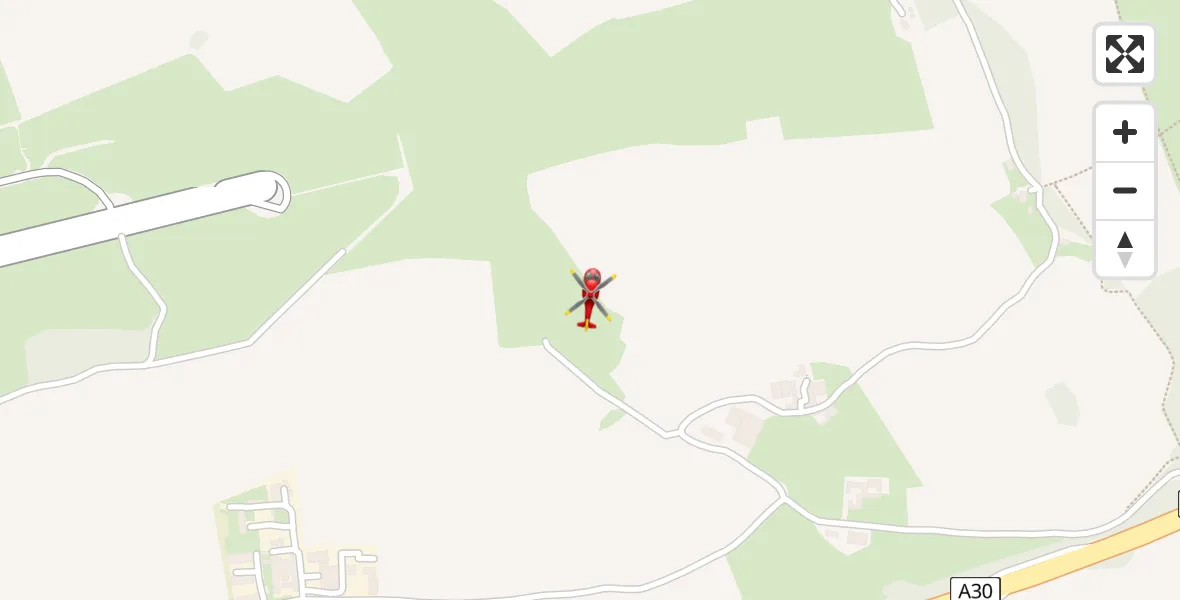 Flight path map showing Air Ambulance Helicopter route from Exeter International Airport to Exeter International Airport