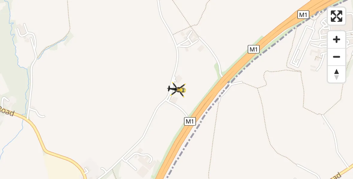 Flight path map showing Police Helicopter route from East Ardsley to East Ardsley