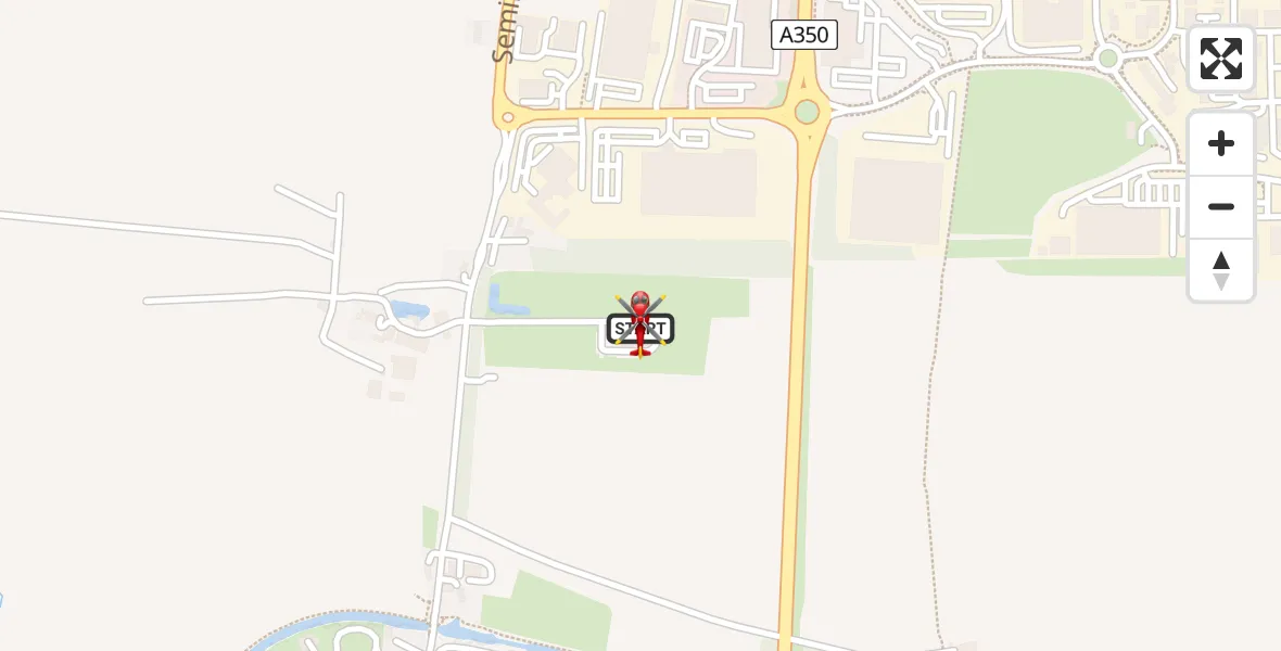 Flight path map showing Air Ambulance Helicopter route from Wiltshire Air Ambulance to Wiltshire Air Ambulance