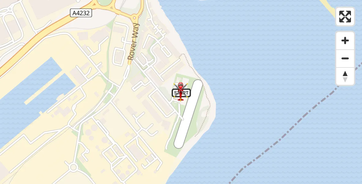 Flight path map showing Air Ambulance Helicopter route from Cardiff Heliport to Cardiff Heliport