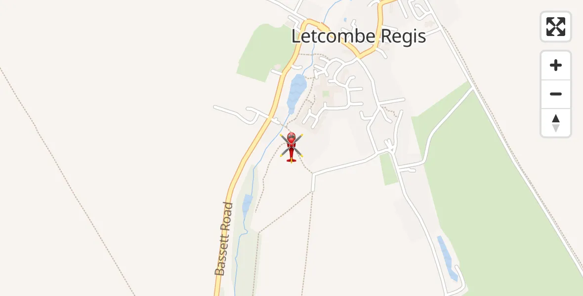 Flight path map showing Air Ambulance Helicopter route from Letcombe Regis to Letcombe Regis