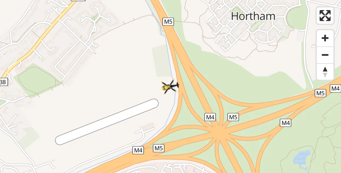 Routekaart van de vlucht: Police Helicopter to Almondsbury Helicopter Base