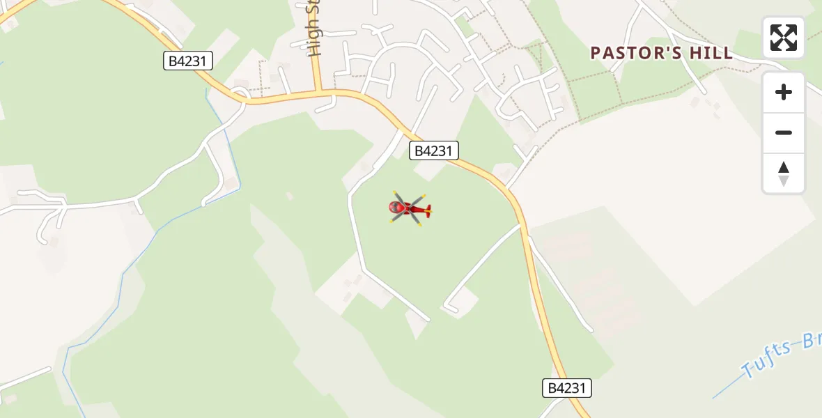 Flight path map showing Air Ambulance Helicopter route from Bream to Bream