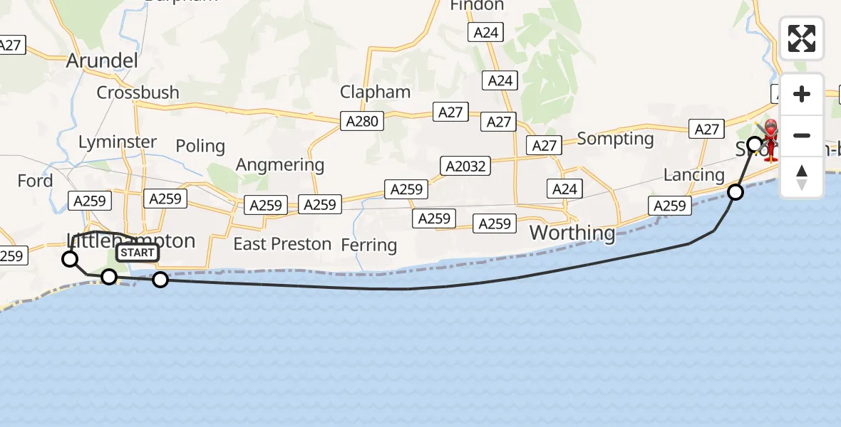 Routekaart van de vlucht: Air Ambulance Helicopter to Brighton City Airport