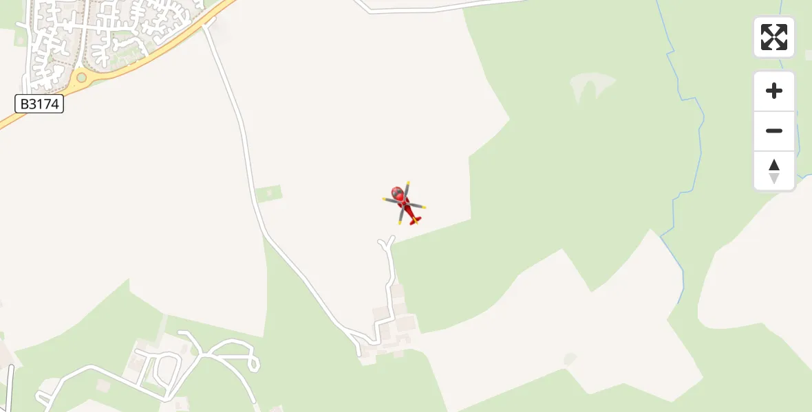 Flight path map showing Air Ambulance Helicopter route from Exeter International Airport to Exeter International Airport