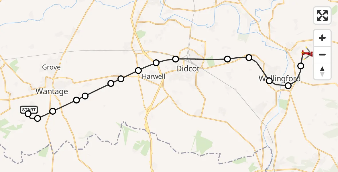 Routekaart van de vlucht: Air Ambulance Helicopter to RAF Benson