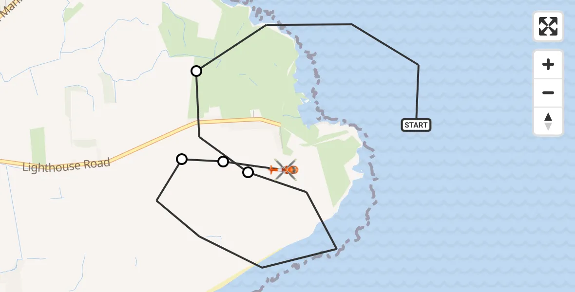 Flight path map showing Coastguard Helicopter route from Flamborough to Flamborough
