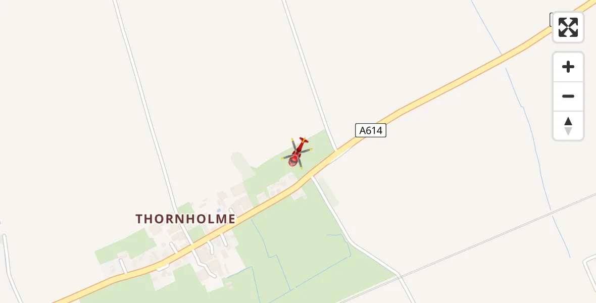 Flight path map showing Air Ambulance Helicopter route from Burton Agnes to Burton Agnes