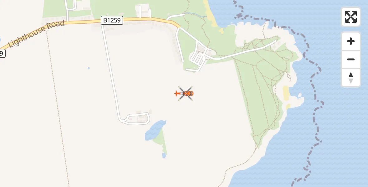 Flight path map showing Coastguard Helicopter route from Flamborough to Flamborough