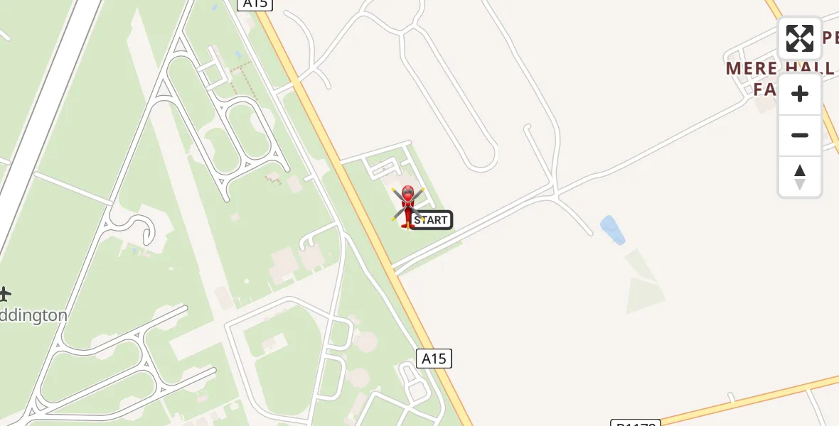 Flight path map showing Air Ambulance Helicopter route from RAF Waddington to North Kesteven