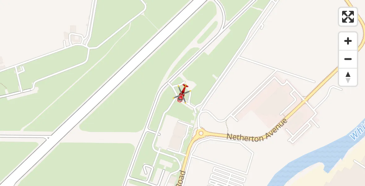 Flight path map showing Air Ambulance Helicopter route from Glasgow Airport to Glasgow Airport