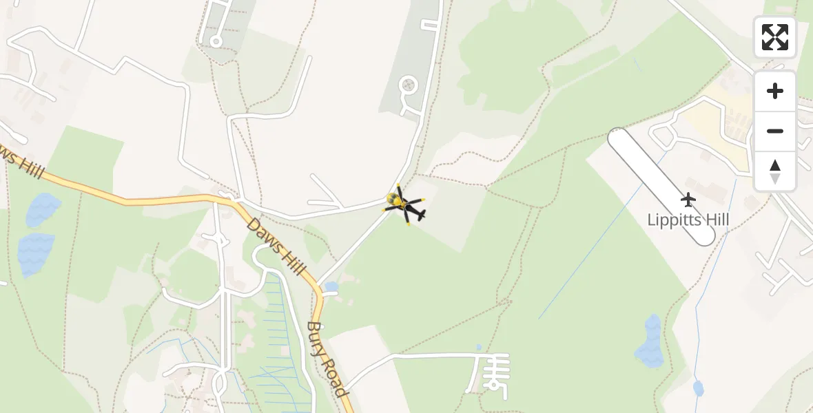 Flight path map showing Police Helicopter route from Sewardstonebury to Sewardstonebury