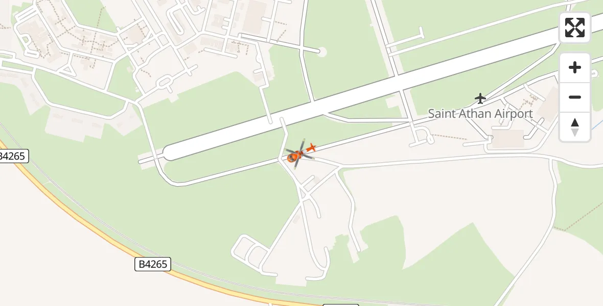 Flight path map showing Coastguard Helicopter route from MOD St Athan to MOD St Athan