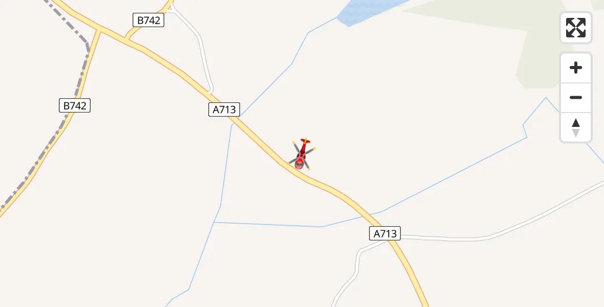 Flight path map showing Air Ambulance Helicopter route from Hollybush to Hollybush
