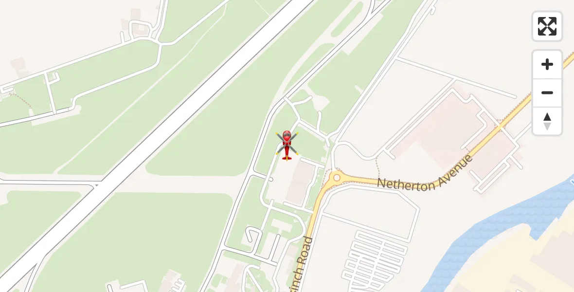 Flight path map showing Air Ambulance Helicopter route from Glasgow Airport to Glasgow Airport