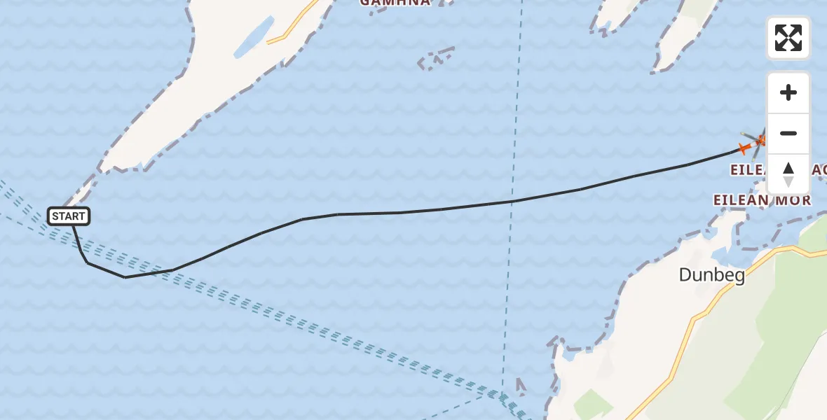 Flight path map showing Coastguard Helicopter route from Inner Seas to Inner Seas