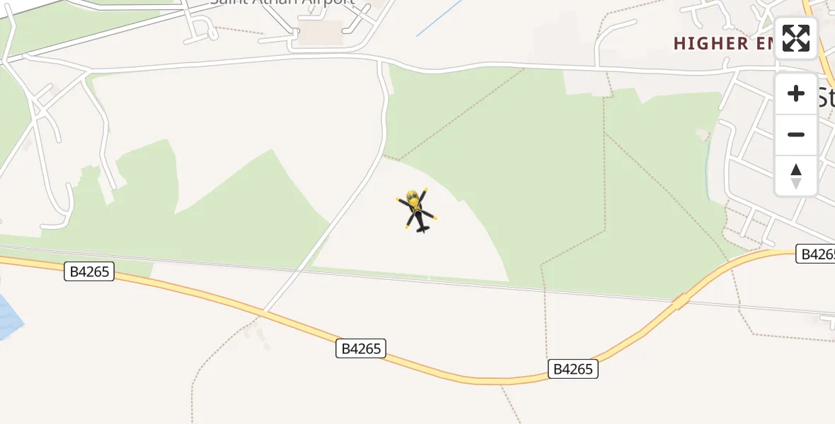 Flight path map showing Police Helicopter route from MOD St Athan to MOD St Athan