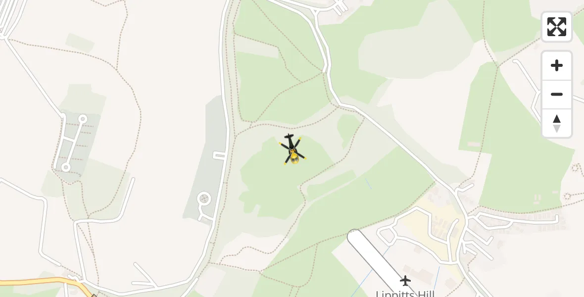 Flight path map showing Police Helicopter route from Metropolitan Police Air Support Unit Lippitts Hill to Metropolitan Police Air Support Unit Lippitts Hill