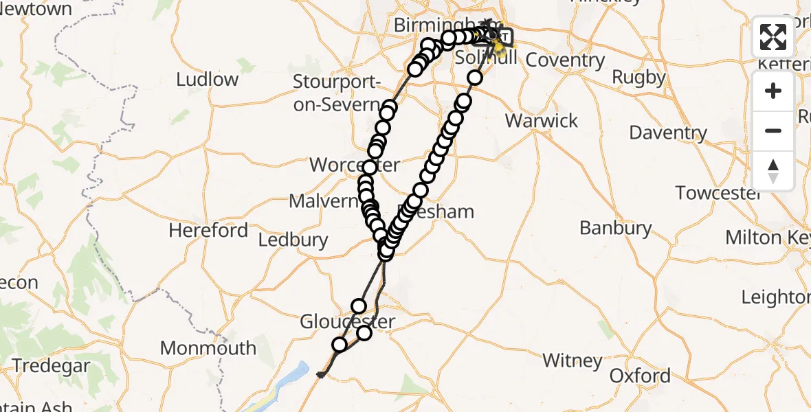 Routekaart van de vlucht: Police Helicopter to Birmingham Airport
