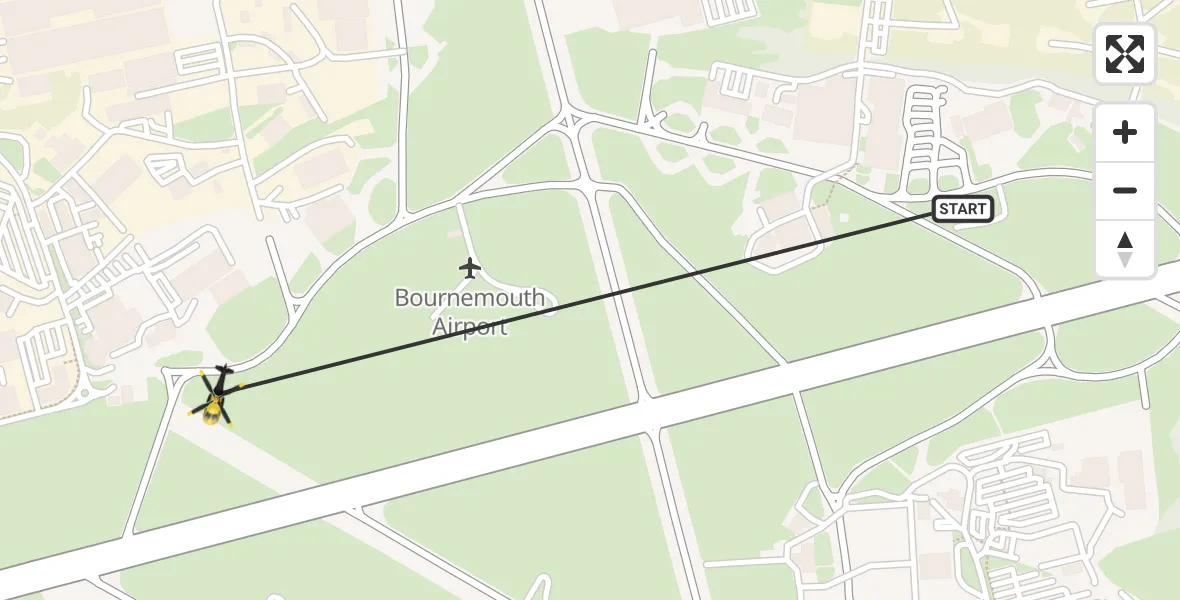 Flight path map showing Police Helicopter route from Bournemouth Airport to Bournemouth Airport